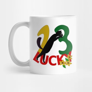 Lucky Thirteen in warm earth tones Mug